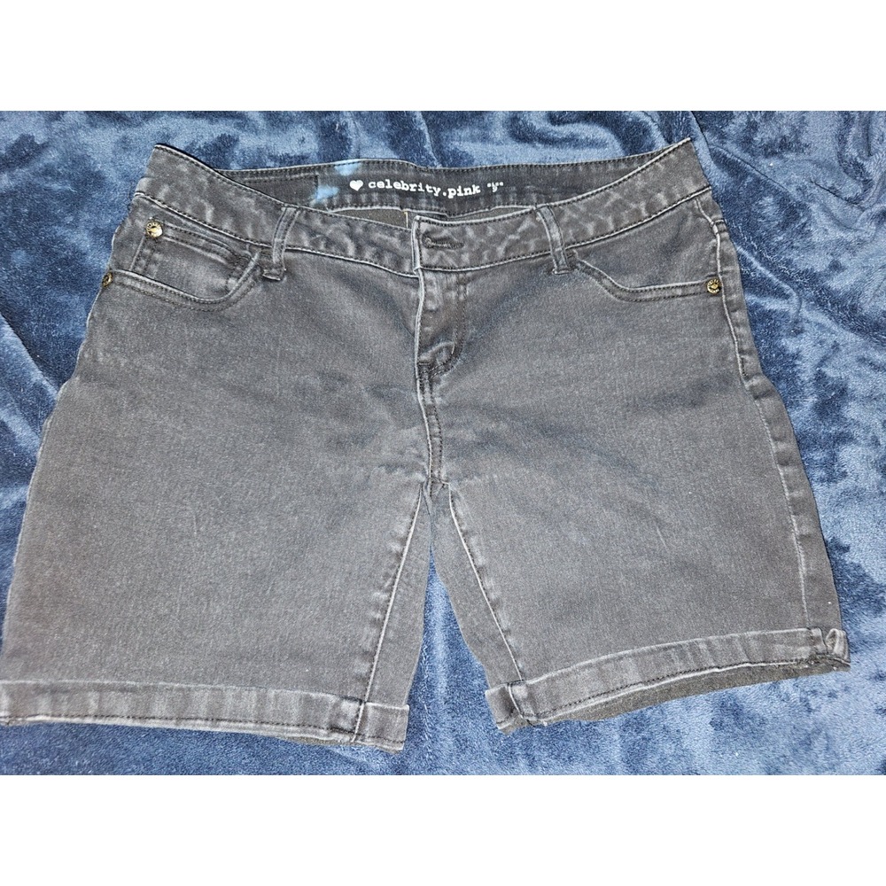 Celebrity Pink Womens Washed Black Denim Shorts Size 9 CM3098A01AT Mid Rise